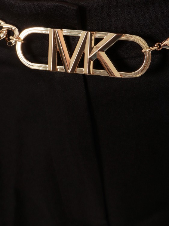 Shop Michael Kors Black Trouser With Gold Metal Belt