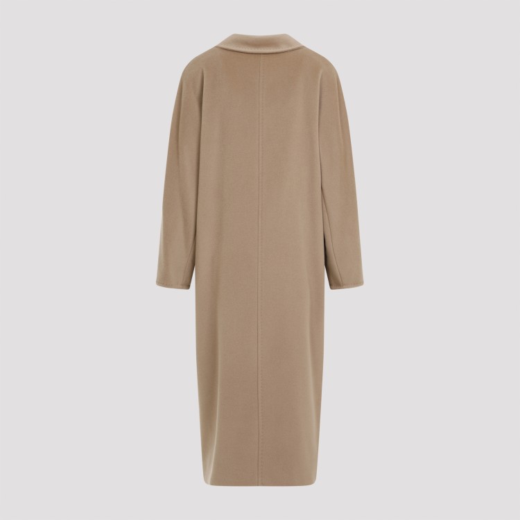 Max Mara Double-breasted Beige Wool-cashmere Coat With Tailored Silhouette In Brown