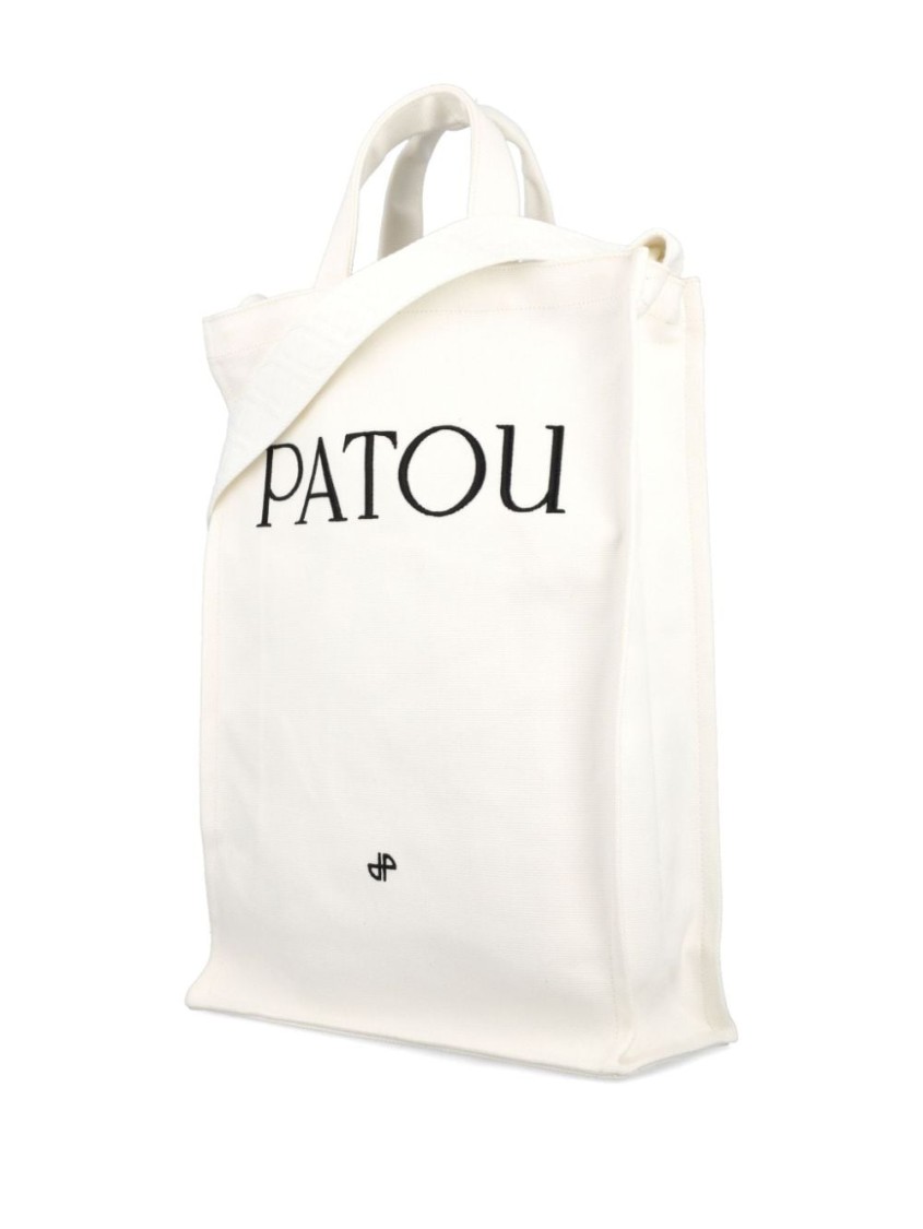 Patou Shoulder Bag With Logo In Neutrals