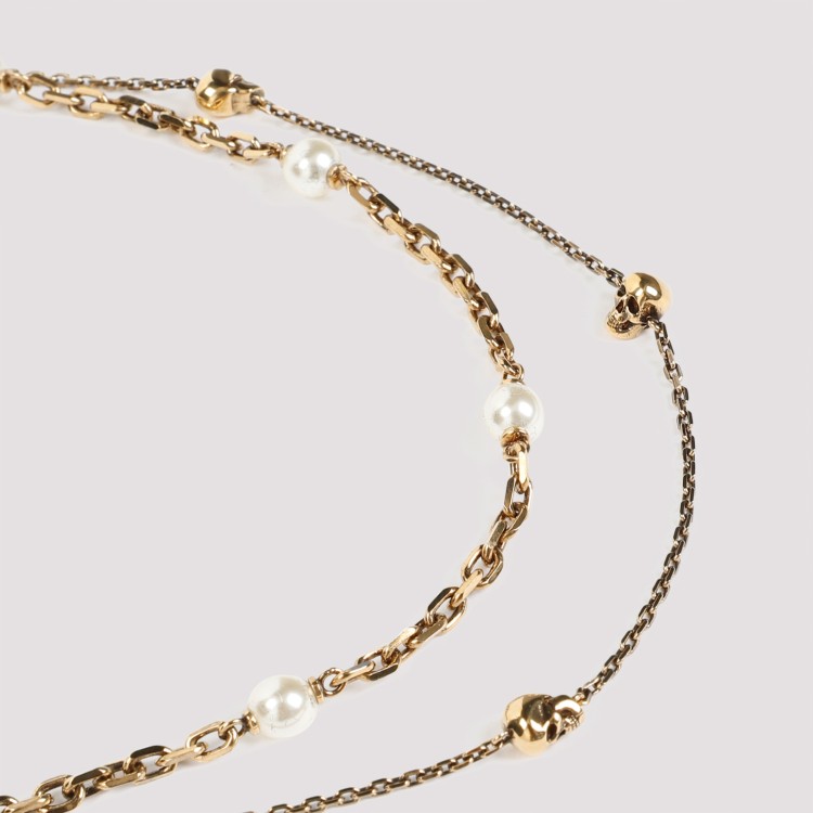 Shop Alexander Mcqueen Antique Gold Brass Necklace