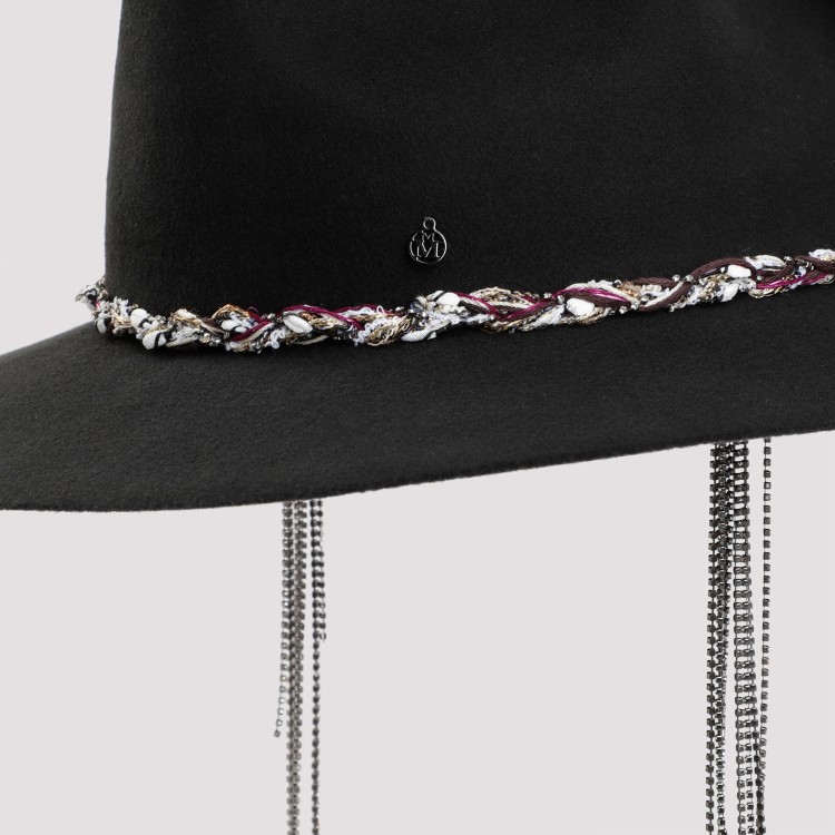 Shop Maison Michel Rico Braid Tweed Grey Black Wool Felt Hat