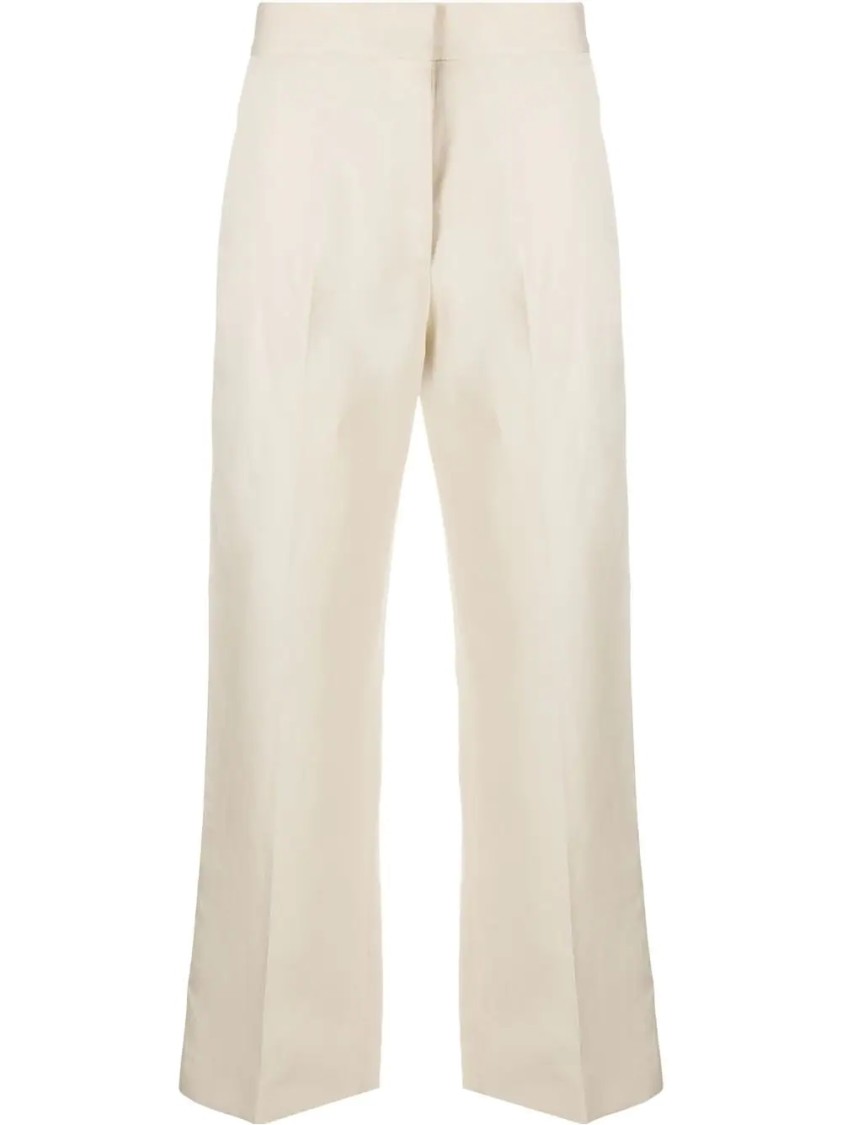 Msgm High-waisted Relaxed-fit Trousers In Neutrals
