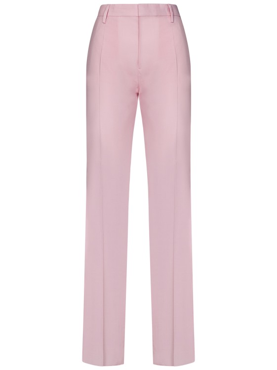 Shop Dsquared2 Pale Pink Stretch Virgin Wool Blend Tapered Trousers