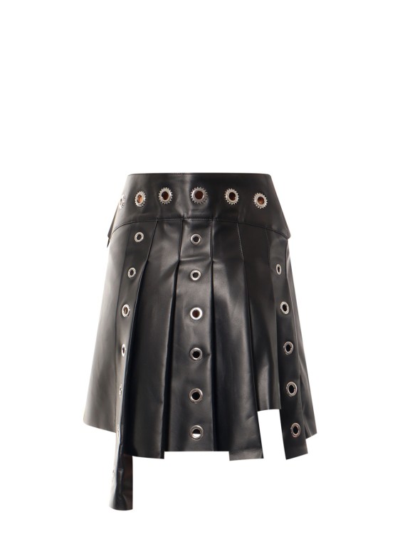 Shop Off-white Leather Skirt With Belt And Metal Details In Black