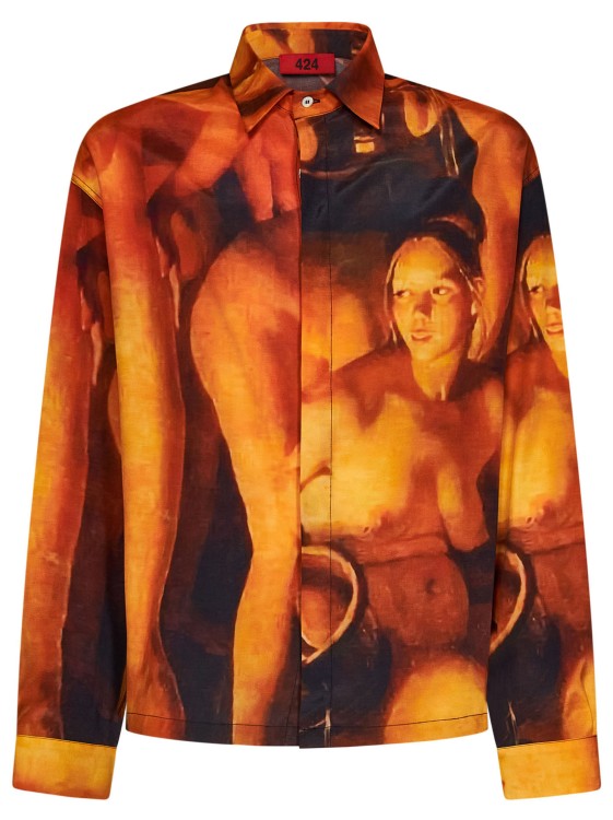424 Graphic-print Long-sleeve Shirt In Red