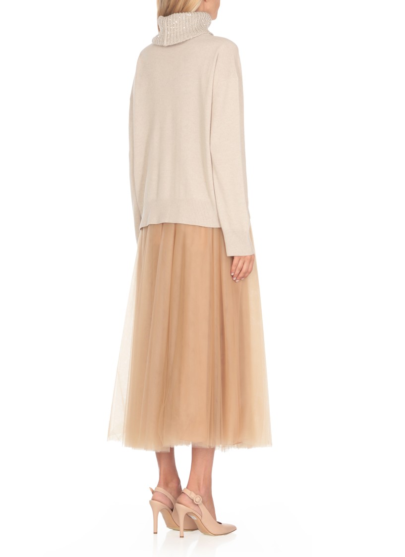 Fabiana Filippi Long-sleeved High-necked Sweater In Neutrals