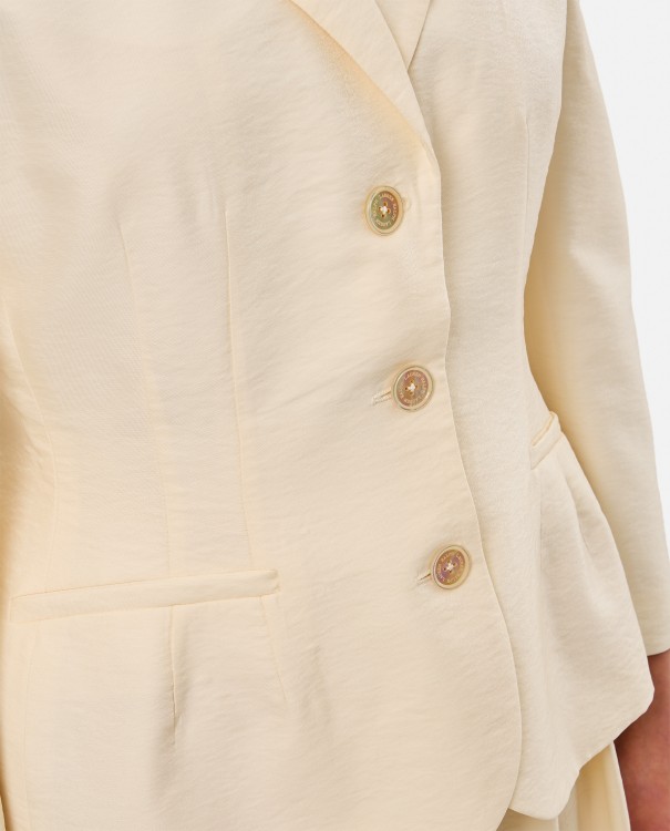 Shop Ralph Lauren Single-breasted Satin Jacket In Neutrals