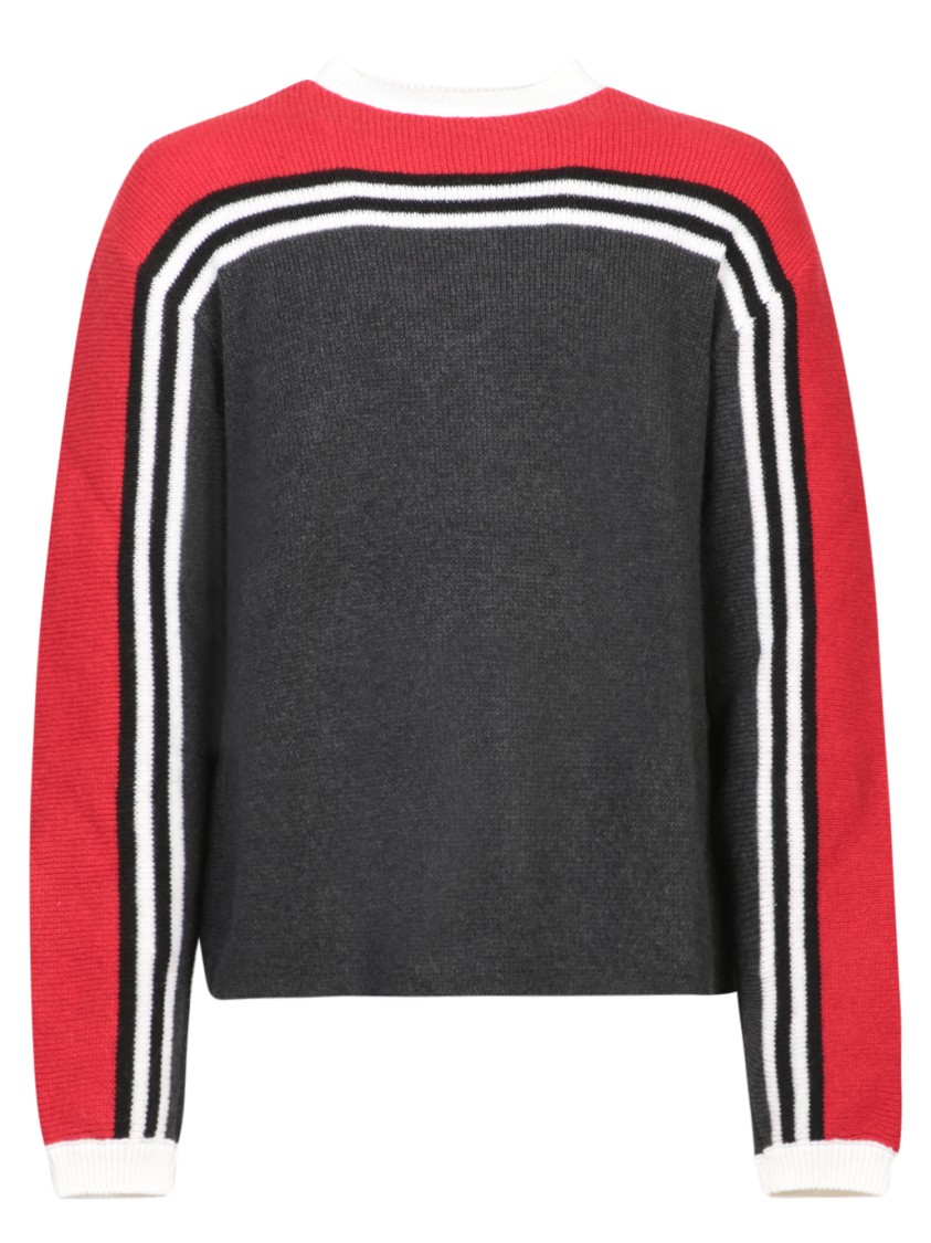 Msgm Striped Intarsia Knit Sweater In Black