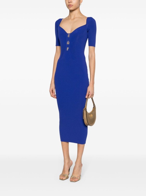 Shop Elisabetta Franchi Dart Detail Midi Dress In Blue