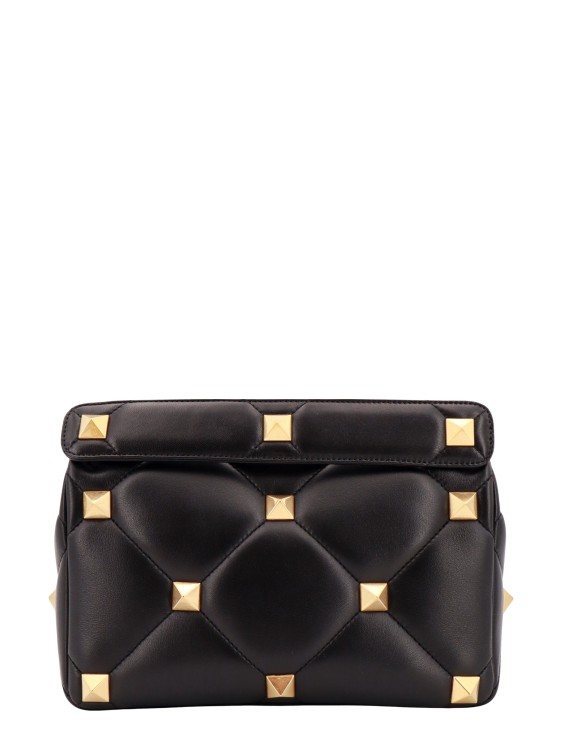 Shop Valentino Matelassé Leather Shoulder Bag With Iconic Studs In Black