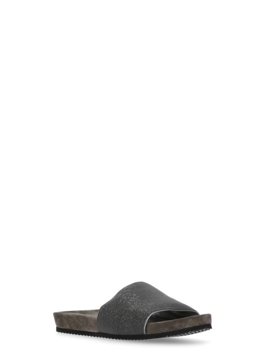 Shop Brunello Cucinelli Leather Slippers In Grey