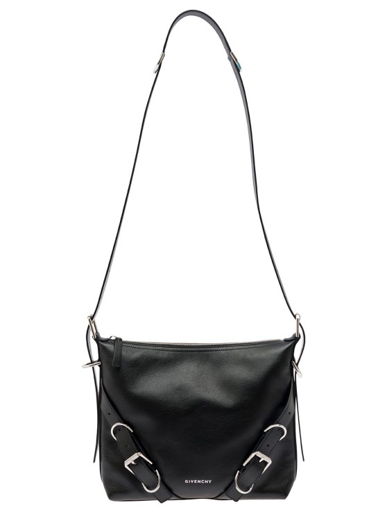Givenchy Voyou' White Crossbody Bag With Logo And Buckle Detail In Leather In Black