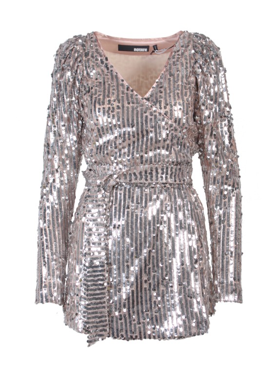 Shop Rotate Birger Christensen Sequined Mini Dress In Grey