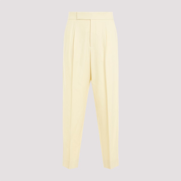 Fear Of God Single Pleat Tapered Cream Wool Trousers In Yellow