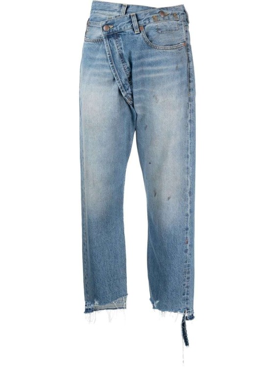 Shop R13 Off-centre Distressed Denim Trousers In Blue