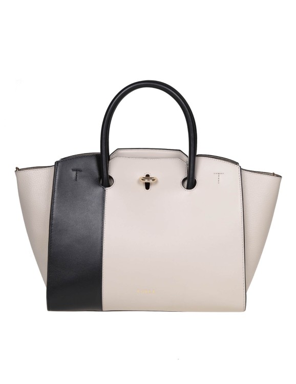 Furla Sofia Tote L Fullmoon White Colourblock Grained Leather Woman