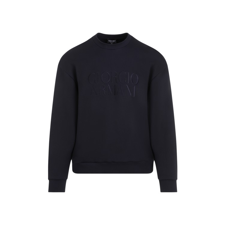 Shop Giorgio Armani Blue Graphite Modal Sweatshirt In Black
