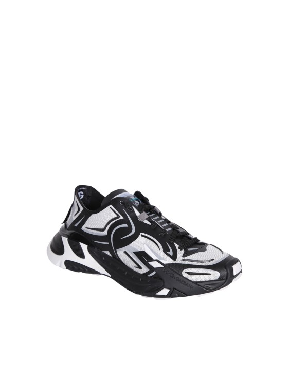 Dolce & Gabbana Two-tones Fabric Dragon Sneakers For Men In Grey