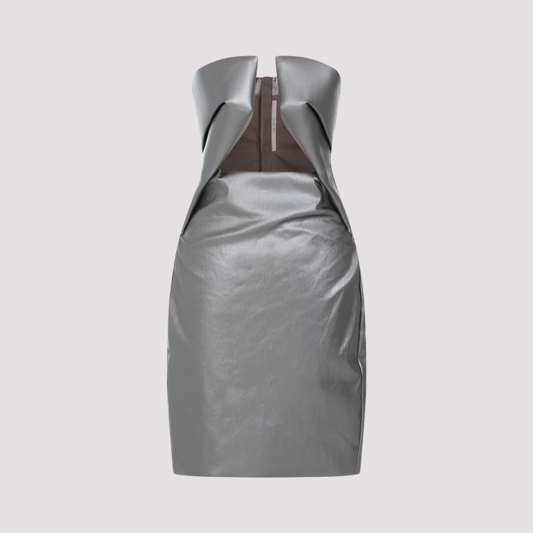 Shop Rick Owens Prong Denim Gun Metal Cotton Mini Dress In Grey