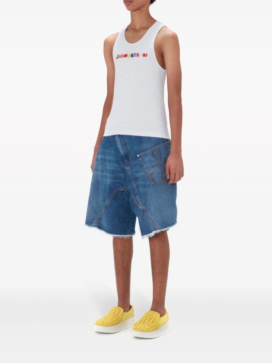 Shop Jw Anderson White Logo-embroidered Top