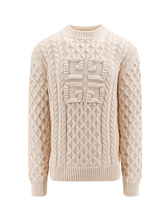 Shop Givenchy Wool Sweater With Embossed 4g Logo In Neutrals