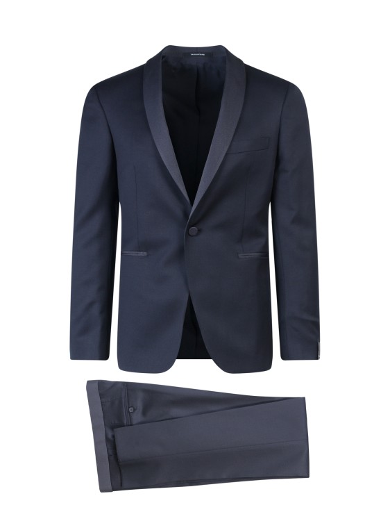 Tagliatore Virgi Wool Suit With Shawl Lapel In Blue