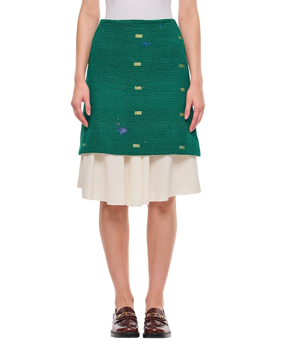 Wales Bonner Green Triumph Midi Skirt In Green