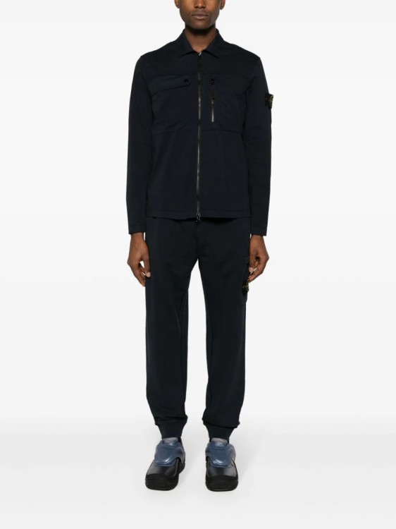 Shop Stone Island Navy Blue Compass Track Pants In Black