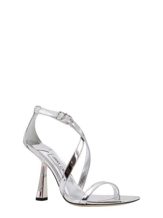 Shop Jimmy Choo Metallized Leather Sandals In White