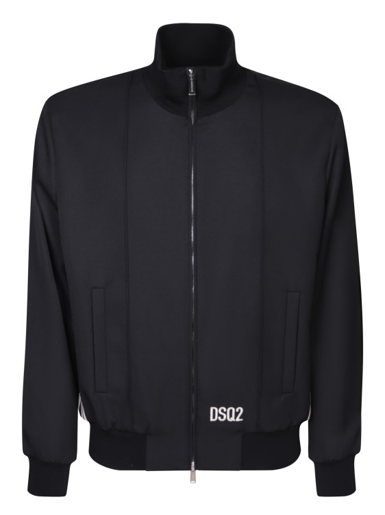 Shop Dsquared2 Logo To The Bottom Bomber Jacket In Black