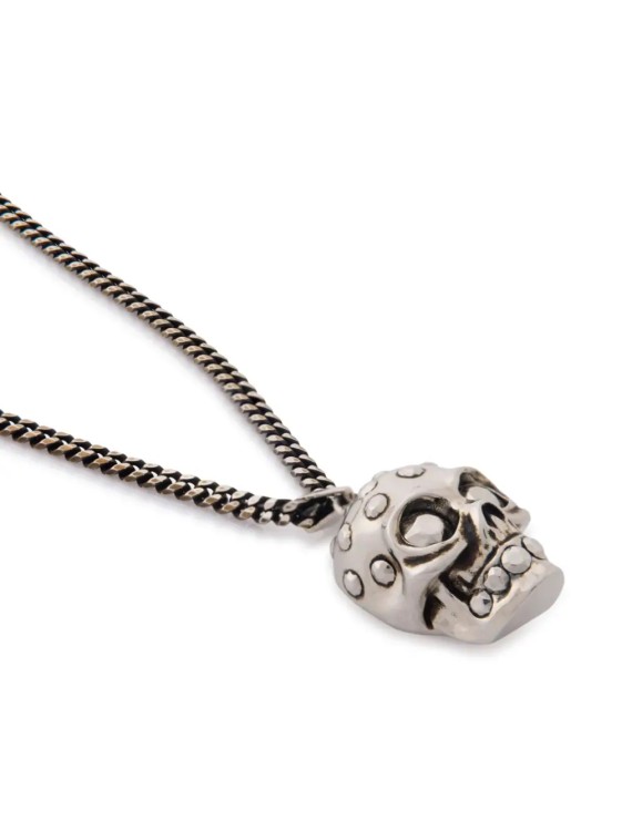 Shop Alexander Mcqueen The Knuckle Skull Silver Necklace
