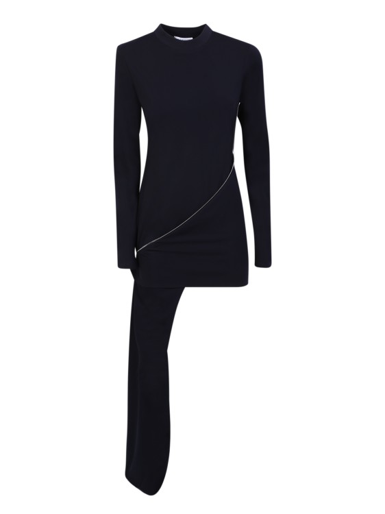 Shop Jw Anderson Zip Detail Blue Long Dress In Black