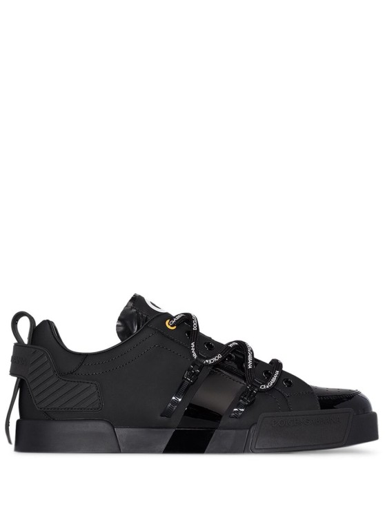 Shop Dolce & Gabbana 's Portofino Black Leather  Sneakers