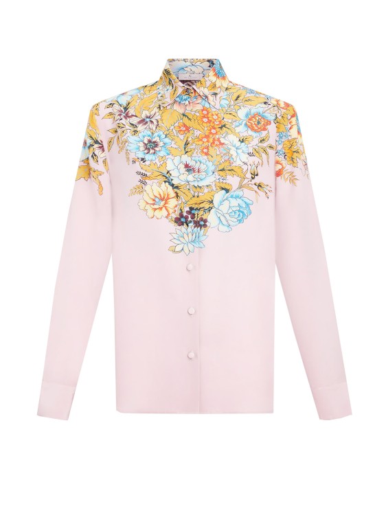 Shop Etro Silk Shirt With Floral Print In Neutrals