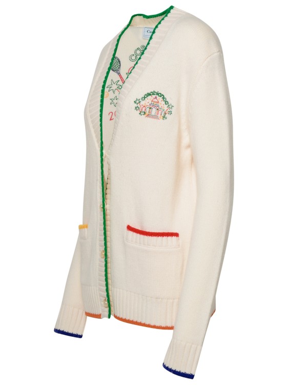 Shop Casablanca Cardigan Embroidened House In Neutrals