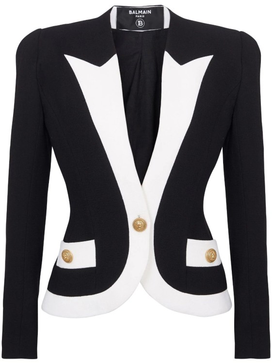 Shop Balmain 2-tone Jacket White/black