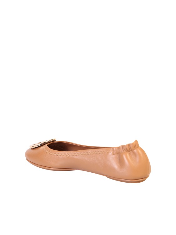 Shop Tory Burch Minnie Leather Ballerina Flats In Orange