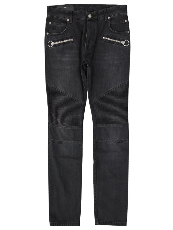 Shop Balmain Black Cotton Slim Denim Jeans