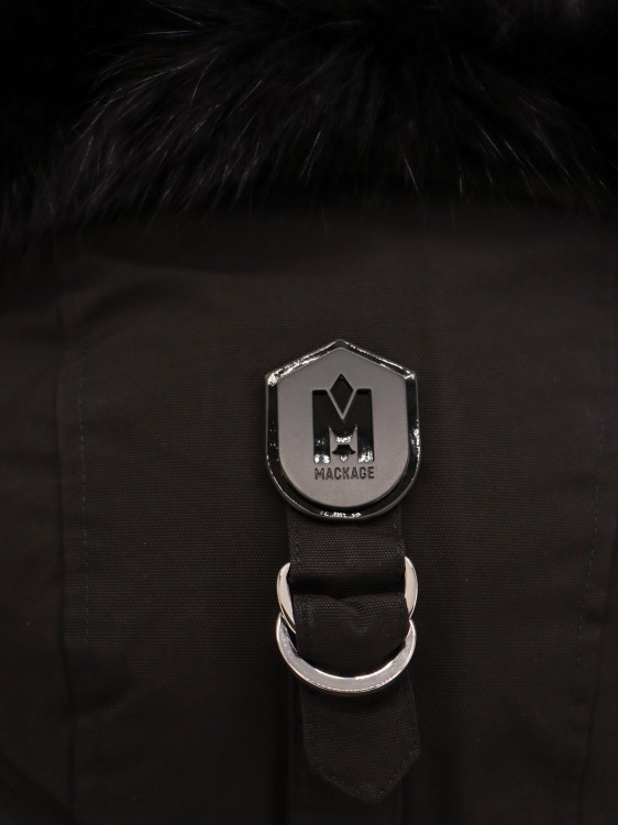 Shop Mackage Padded Nylon Jacket With Logo Patch In Brown