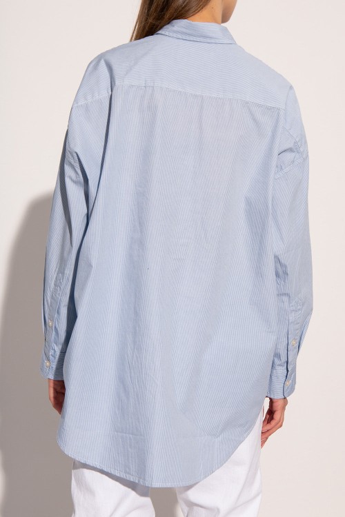 Shop R13 Blue Pinstripe Cotton Shirt