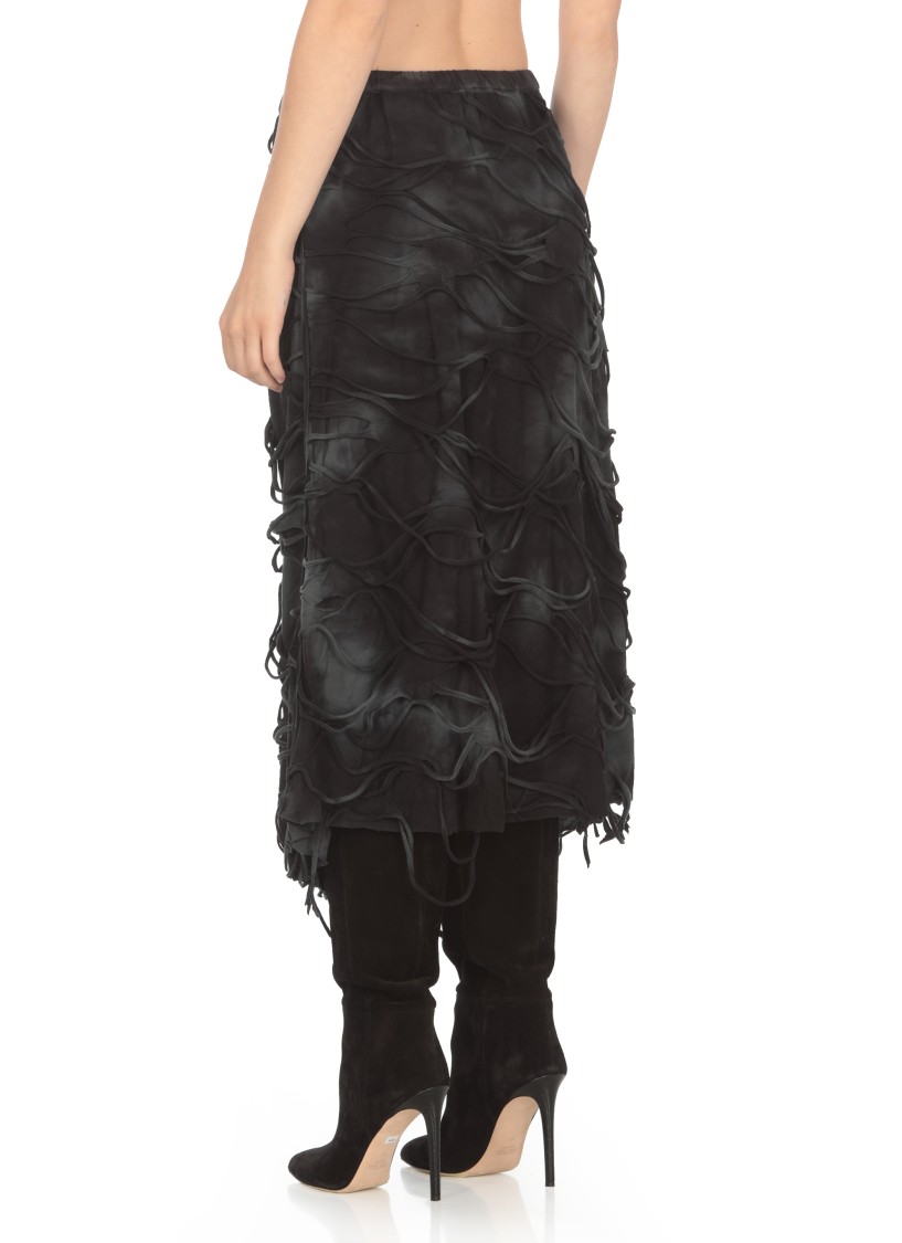 Diesel O-jal Distressed Cotton Midi Skirt In Black
