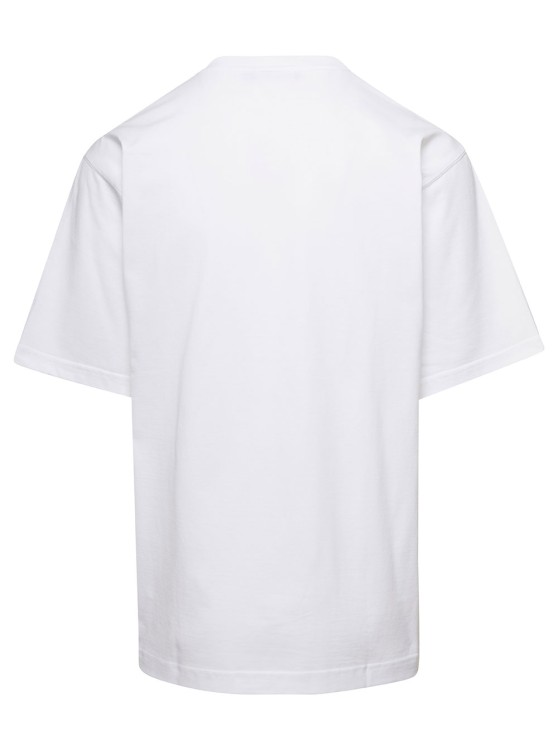 Shop Dolce & Gabbana White Crewneck T-shirt With Print And Fusible Rhinestone In Cotton