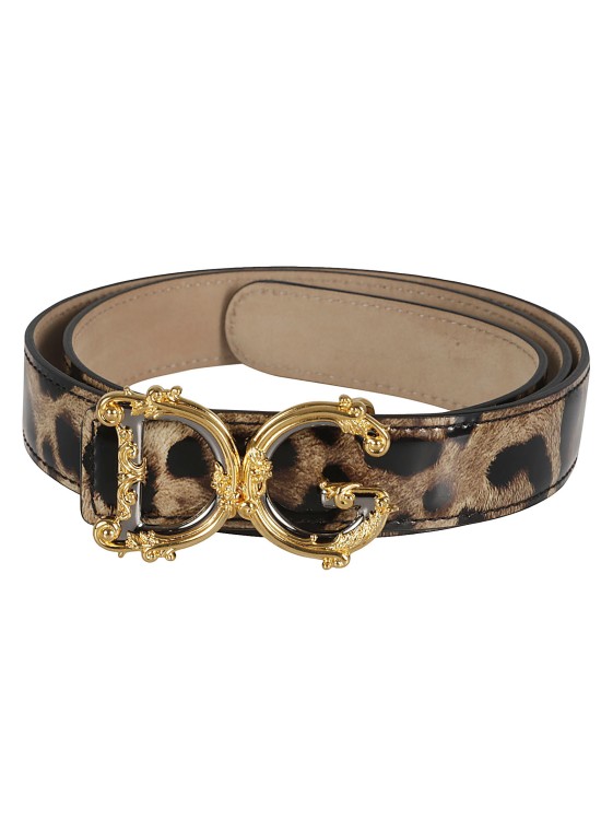 Shop Dolce & Gabbana Dg-buckle Leopard-print Belt In Black