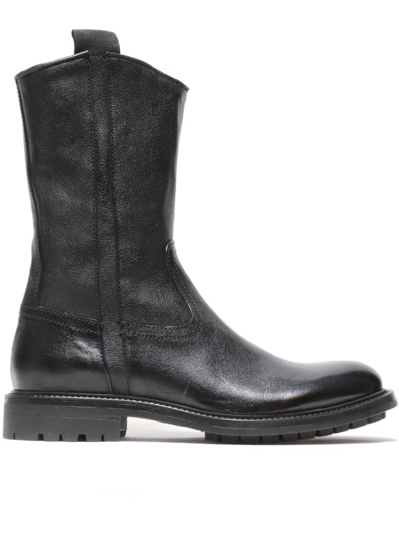 Hundred 100 Black Buffalo Leather Ankle Boots