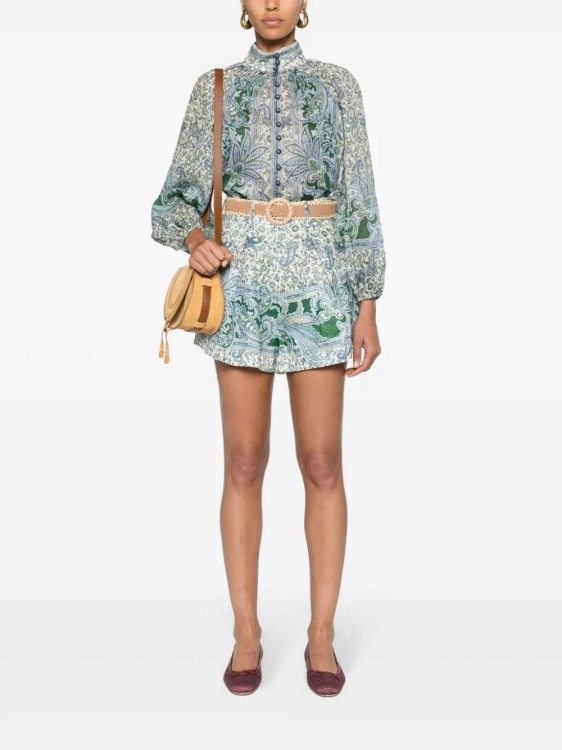 Shop Zimmermann Ottie Paisley-print Blouse In Green