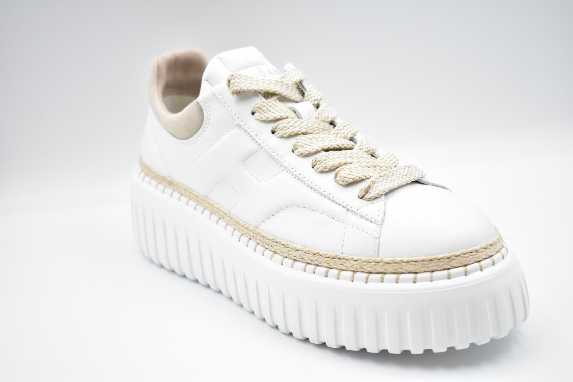 Hogan Laced Sneakers With Rope Detail In White