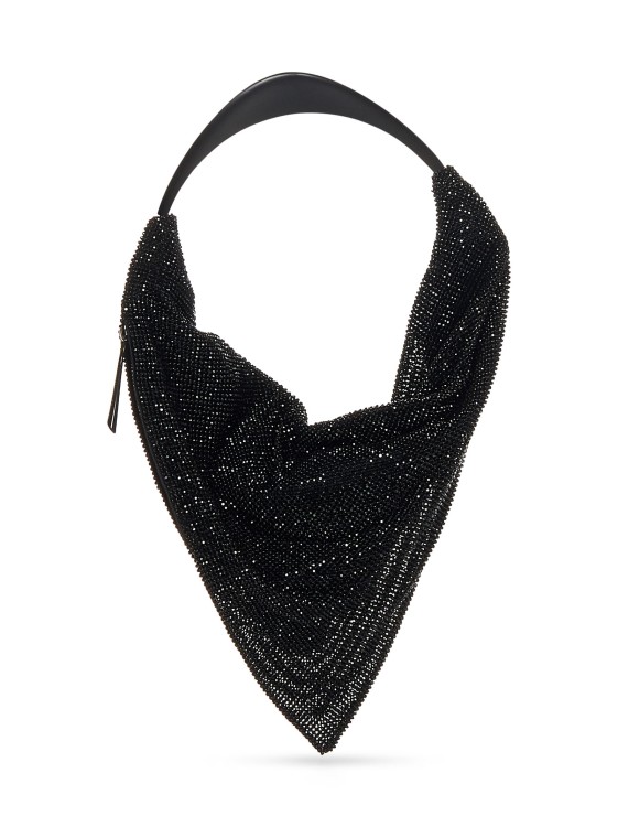 Shop Benedetta Bruzziches Black Draped Crystal Mesh Shoulder Bag