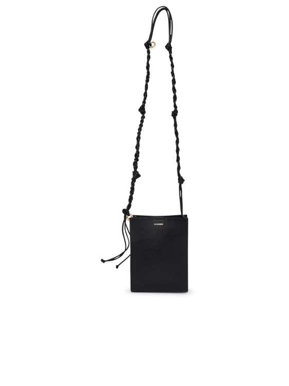 Jil Sander Tangle Ring Crossbody Bag In Black Leather In Red