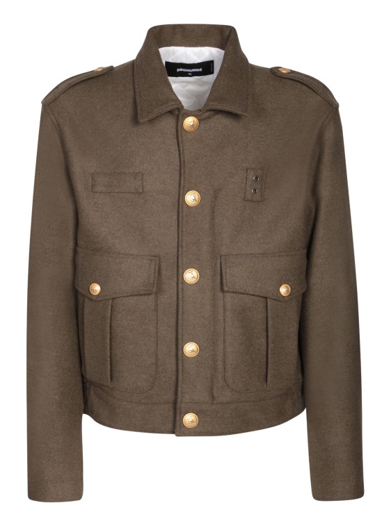 DSQUARED2 ARMY GREEN WOOL-BLEND JACKET
