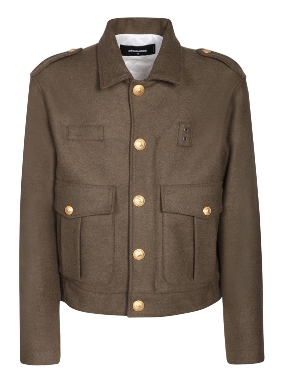 Dsquared2 Army Green Wool-blend Jacket In Brown
